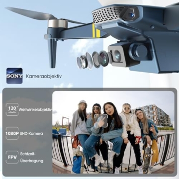 Brushless Super Ausdauer Faltbare Quadcopter Drohne für Anfänger – 40+ Minuten Flugzeit, Wi-Fi FPV Drohne mit 120°Weitwinkel 1080P HD Kamera, Follow Me, Duale Kameras (2 Batterien) - 3