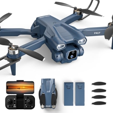 Bürstenlosem Motor Drohne mit 2 Kamera für Erwachsene, Kamera Einstellbarer 4K Drohne, 5GHz WiFi FPV RC Quadcopter mit Optische Fluss Positionierung für Anfänger, 3D Flip, 2 Batterien - 1