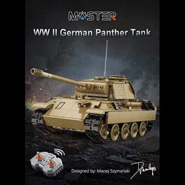 CADA Master C61073W Panther Panzer klemmbausteine, CADA Technik Auto Fernsteuerung mit Motor, (Designer：Maciej Szymanski) MOC Tracked Tank Modell - 2