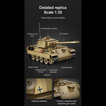 CADA Master C61073W Panther Panzer klemmbausteine, CADA Technik Auto Fernsteuerung mit Motor, (Designer：Maciej Szymanski) MOC Tracked Tank Modell - 4