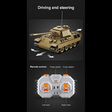 CADA Master C61073W Panther Panzer klemmbausteine, CADA Technik Auto Fernsteuerung mit Motor, (Designer：Maciej Szymanski) MOC Tracked Tank Modell - 7