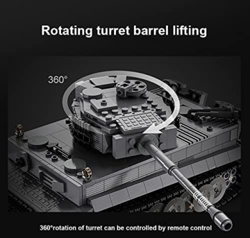 CADA Technik Panzer mit Motor & Fernbedienung, WW2 Militär Tiger Panzer Militär Panzerträger Klemmbausteine Bauset Kompatibel mit Lego Technic - 925 Teile - C61071W - 3