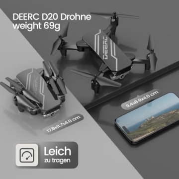 DEERC D20 Drohne für Kinder mit Kamera HD,Faltbar RC Quadcopter mit FPV Live Übertragung,lange Flugzeit,Gestensteuerung,Flugbahn,Höhenhaltung,One Key Start/Landen,Headless Modus,3D Flips für Anfänger - 8