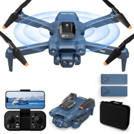 F407 Drohne mit Kamera 1080p mit 360° Aktiven Hindernisvermeidung, RC Drohnen Quadcopter mit FPV WiFi Übertragung, Drohnen mit Optische Fluss Positionierung, Doppelkameras für Anfänger, 2 Akkus - 1