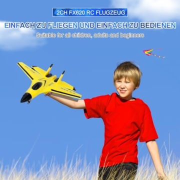 Henakmsl 2.4GHz RC Flugzeug 2CH Ferngesteuerter SU35 Kämpfer RC Flugzeug RTF für Anfänger, Kinder und Erwachsene, FX620 Flugzeug Spielzeug mit Farbigen Lichtern USB-Aufladung Gelb - 3