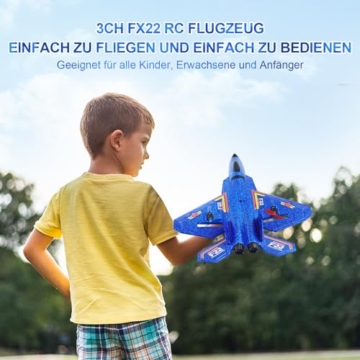 Henakmsl RC Flugzeug 3CH Ferngesteuerter Kämpfer 2.4GHz RC Flugzeug RTF für Anfänger, Kinder und Erwachsene, FX22 Flugzeug Spielzeug mit Farbigen LED-Leuchten USB-Aufladung - 3