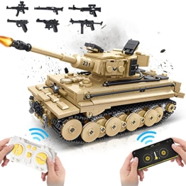 HOGOKIDS Technik Ferngesteuert Panzer Spielzeug für Kinder - 993 Teiles 3 Kanäle WW2 1:32 Tiger Tank Militär mit App Fernbedienung Dual Control Bauspielzeug Geschenke für 8 9 10+ Jahren Jungen Mädchen - 1