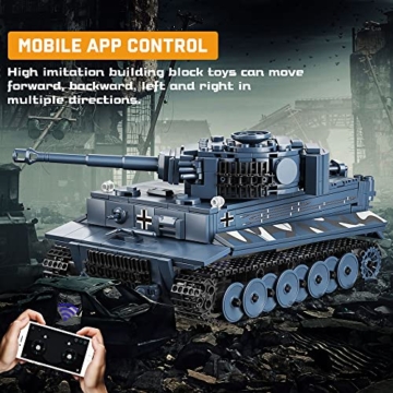 Mould King 20014 Technik Panzer Bausteine Modell, Ferngesteuert Tank mit Fernbedienung und App Dual Control, Panzer Spielzeug Bausatz für Erwachsene und Kinder - 3
