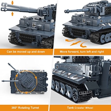 Mould King 20014 Technik Panzer Bausteine Modell, Ferngesteuert Tank mit Fernbedienung und App Dual Control, Panzer Spielzeug Bausatz für Erwachsene und Kinder - 4