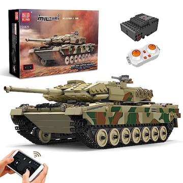 Mould King 20020 Technik Panzer Bausteine Modell, Ferngesteuert Tank für Erwachsene und Kinder, Panzer Spielzeug Bausatz mit Fernbedienung und App Dual Control - 1