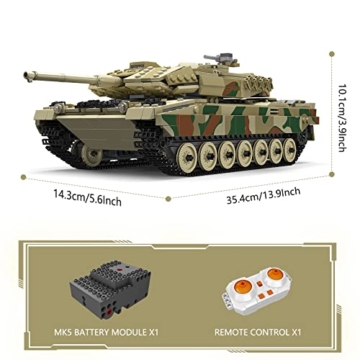 Mould King 20020 Technik Panzer Bausteine Modell, Ferngesteuert Tank für Erwachsene und Kinder, Panzer Spielzeug Bausatz mit Fernbedienung und App Dual Control - 6