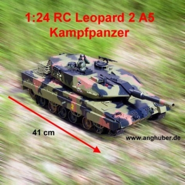NEU R/C Tank Panzer Leopard 2A5 Ketten Kampfpanzer 1:24 mit Schuß funkgesteuert! - 3