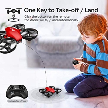 Potensic Mini Drohne für Kinder und Anfänger mit 3 Akkus, RC Quadrocopter, Mini Drone mit Höhenhaltemodus, Start/Landung mit einem Knopfdruck, Kopflos Modus, Spielzeug Drohne Helikopter A20 Rot - 4