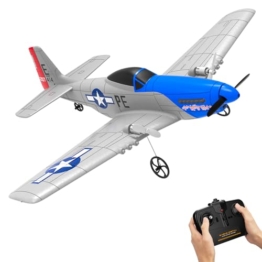 VOLANTEXRC RC Flugzeug für Anfänger P51 Mustang, 2.4Ghz 2CH ferngesteuertes Flugzeug RC Plane, mit Gyro Stabilisierungssystem und 2 Batterien Spielzeuggeschenk für Kinder und Erwachsene (Blau) - 1
