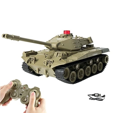 WEECOC RC Panzer Militär LKW Fahrzeuge RC Auto 2,4 GHz Funkgesteuertes Militär-Kampfpanzer Spielzeug 270 ° drehbar, realistische Klänge, tolles Geschenk für Kinder und Jungen (grün) - 1