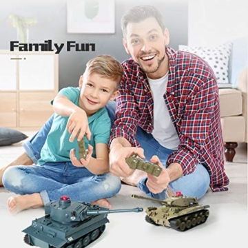 WEECOC RC Panzer Militär LKW Fahrzeuge RC Auto 2,4 GHz Funkgesteuertes Militär-Kampfpanzer Spielzeug 270 ° drehbar, realistische Klänge, tolles Geschenk für Kinder und Jungen (grün) - 5