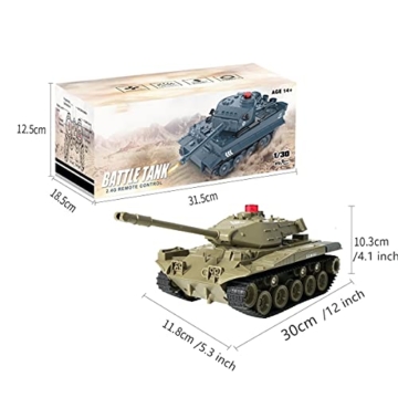 WEECOC RC Panzer Militär LKW Fahrzeuge RC Auto 2,4 GHz Funkgesteuertes Militär-Kampfpanzer Spielzeug 270 ° drehbar, realistische Klänge, tolles Geschenk für Kinder und Jungen (grün) - 7