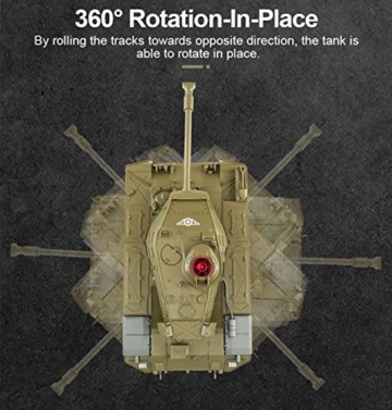 WEECOC RC Panzer Militär LKW Fahrzeuge RC Auto 2,4 GHz Funkgesteuertes Militär-Kampfpanzer Spielzeug 270 ° drehbar, realistische Klänge, tolles Geschenk für Kinder und Jungen (grün) - 8