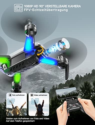 Wipkviey T6 Drohne mit kamera 1080p hd, WiFi FPV drone für Anfänger, RC Quadcopter mit 2 Batterien, Schwerkraft Sensor, Flip mode, Abflug/Landung mit einer Taste, One Taste Ruckkehr, Headless Mode - 2