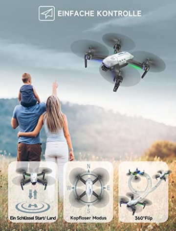 Wipkviey T6 Drohne mit kamera 1080p hd, WiFi FPV drone für Anfänger, RC Quadcopter mit 2 Batterien, Schwerkraft Sensor, Flip mode, Abflug/Landung mit einer Taste, One Taste Ruckkehr, Headless Mode - 5
